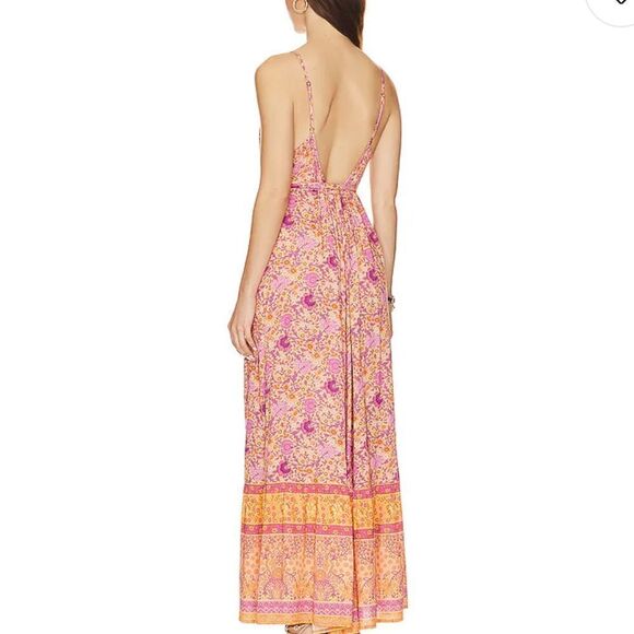 SPELL Village Strappy Boho Madi Dress in Sunrise - Picture 8 of 11